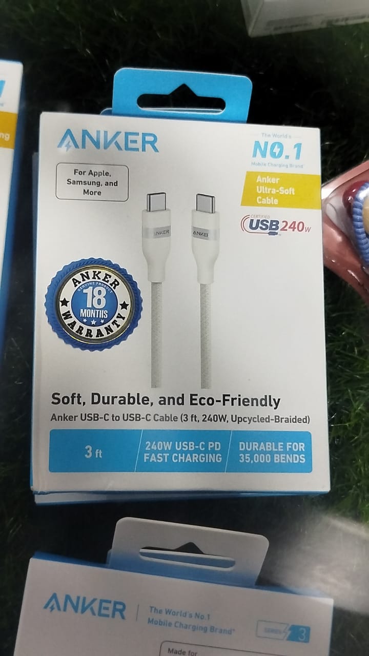ANKER A82E2H21 240W TYPE C TO C WHITE CABLE 3.3FT