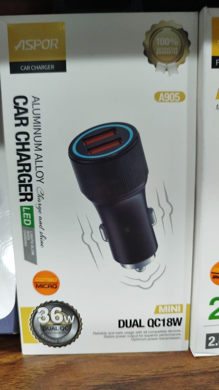 ASPOR A905 DUAL QC 18W MICRO CAR CHARGER